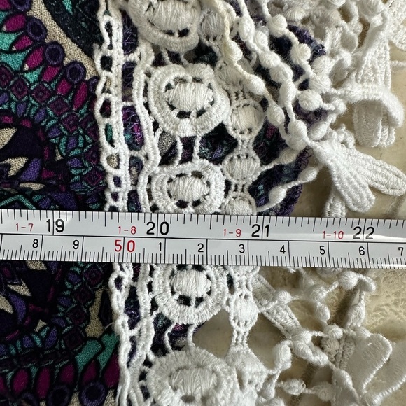 Dream Fields Boho Crochet Fringe Tank Top L Geometric Mandala Festival - Picture 8 of 8